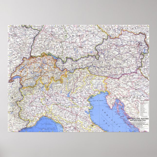 " Europe: 1965/today - map of the Alpine countries Poster (Front)