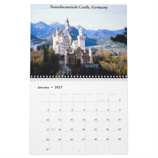 Europe 2012 calendar (Jan 2027)