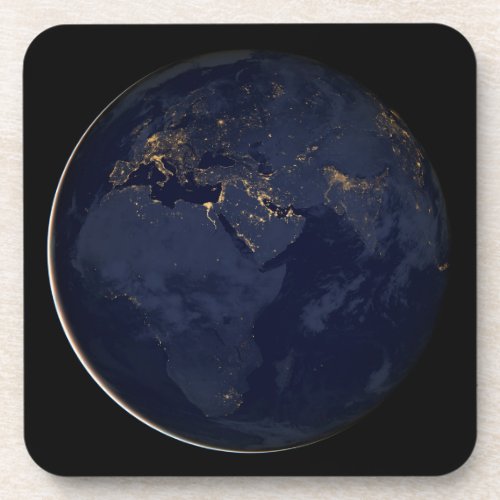Europe Africa  Middle East City Lights At Night Beverage Coaster
