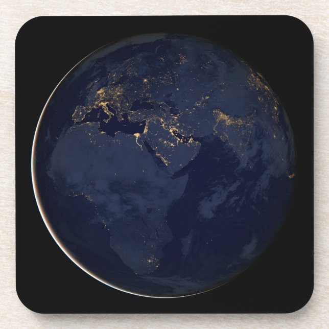 Europe, Africa & Middle East City Lights At Night Beverage Coaster (Front)