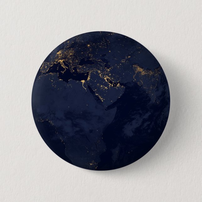 Europe, Africa & Middle East City Lights At Night Button (Front)