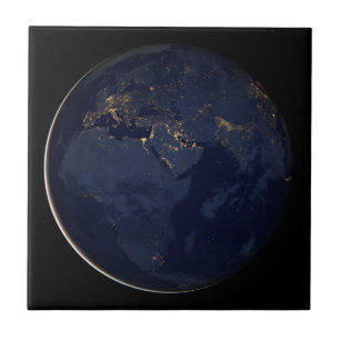 Europe, Africa & Middle East City Lights At Night Ceramic Tile