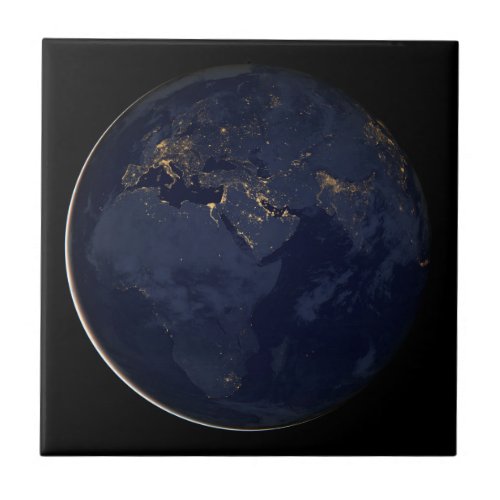 Europe Africa  Middle East City Lights At Night Ceramic Tile