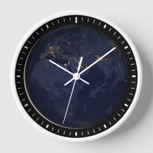 Europe, Africa & Middle East City Lights At Night Clock