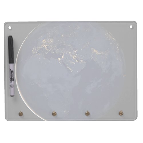 Europe Africa  Middle East City Lights At Night Dry Erase Board With Keychain Holder