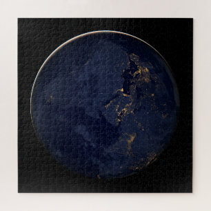 Europe, Africa & Middle East City Lights At Night Jigsaw Puzzle