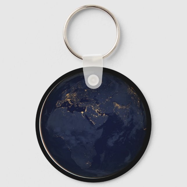 Europe, Africa & Middle East City Lights At Night Keychain (Front)