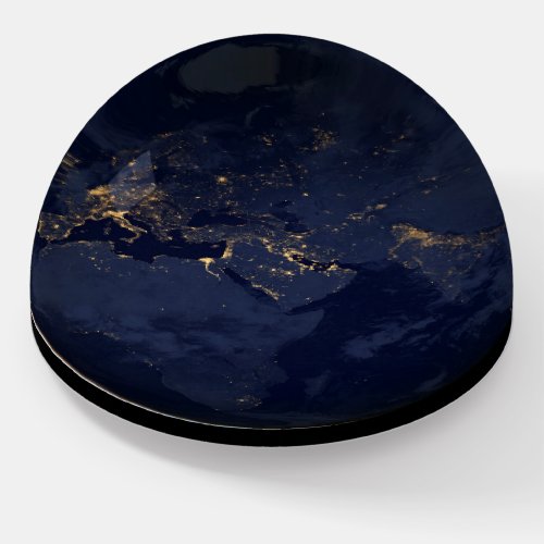 Europe Africa  Middle East City Lights At Night Paperweight