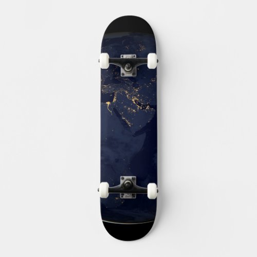 Europe Africa  Middle East City Lights At Night Skateboard