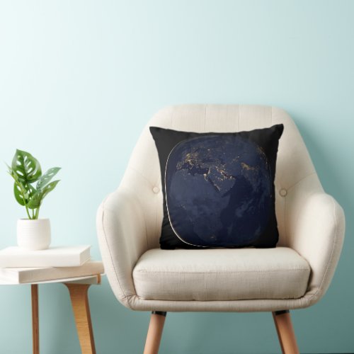 Europe Africa  Middle East City Lights At Night Throw Pillow