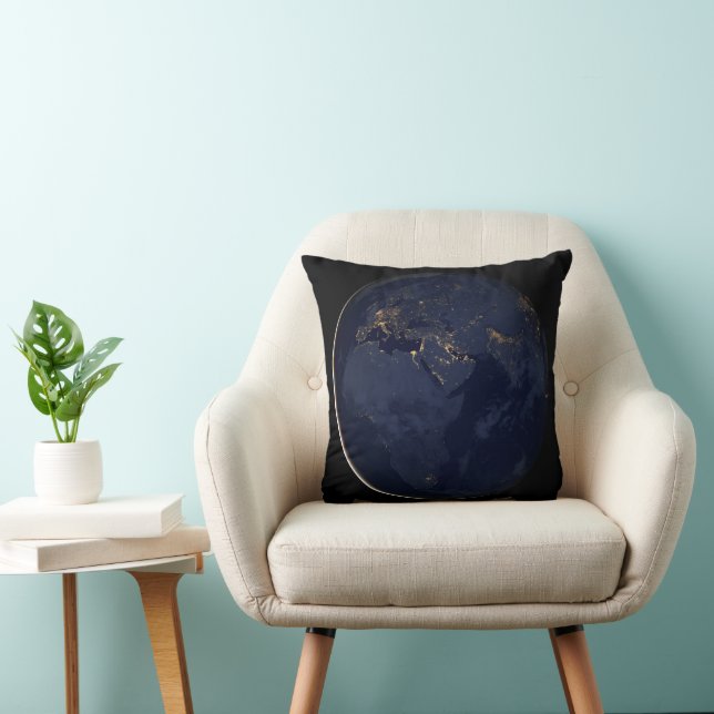 Europe, Africa & Middle East City Lights At Night Throw Pillow (Chair)