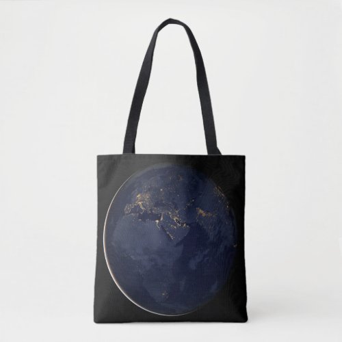 Europe Africa  Middle East City Lights At Night Tote Bag