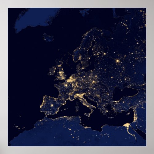 Europe at Night Poster