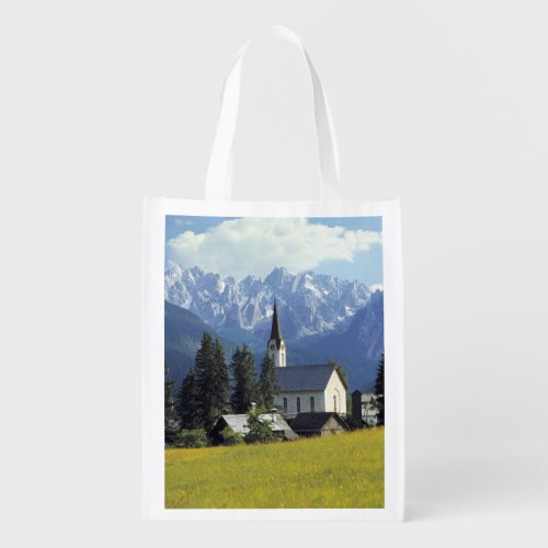 Europe Austria Gosau The spire of the church Grocery Bag