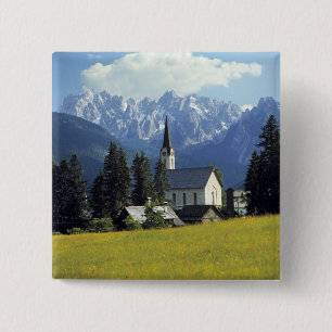 Europe, Austria, Gosau. The spire of the church Pinback Button