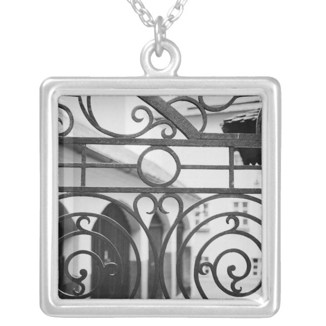 Europe, Austria, Salzburg. Detail of metal gate, Silver Plated Necklace (Front)