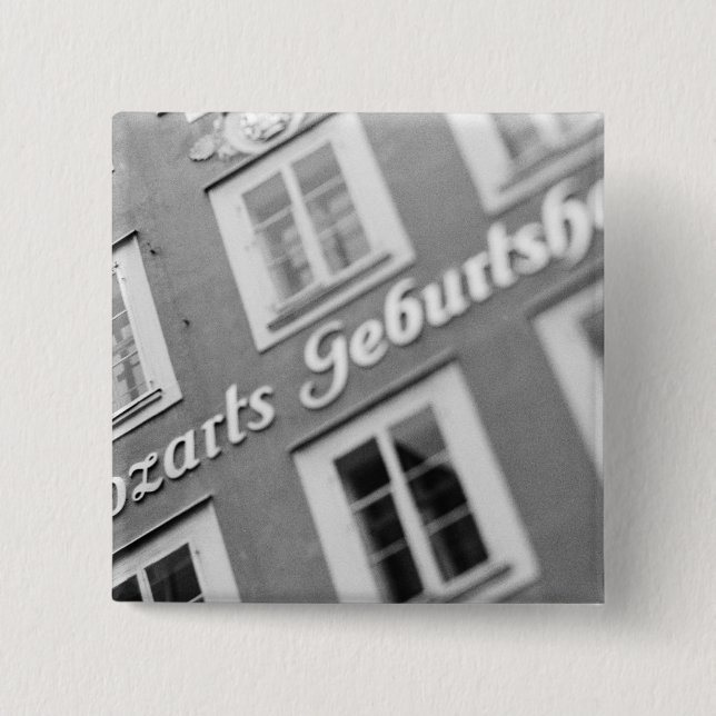 Europe, Austria, Salzburg. Mozart's Birthplace 2 Button (Front)