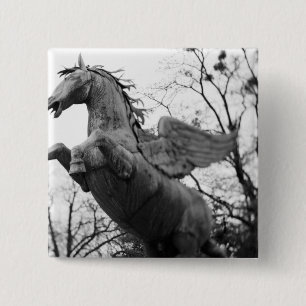 Europe, Austria, Salzburg. Winged horse statue, Pinback Button