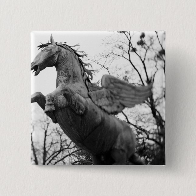 Europe, Austria, Salzburg. Winged horse statue, Pinback Button (Front)