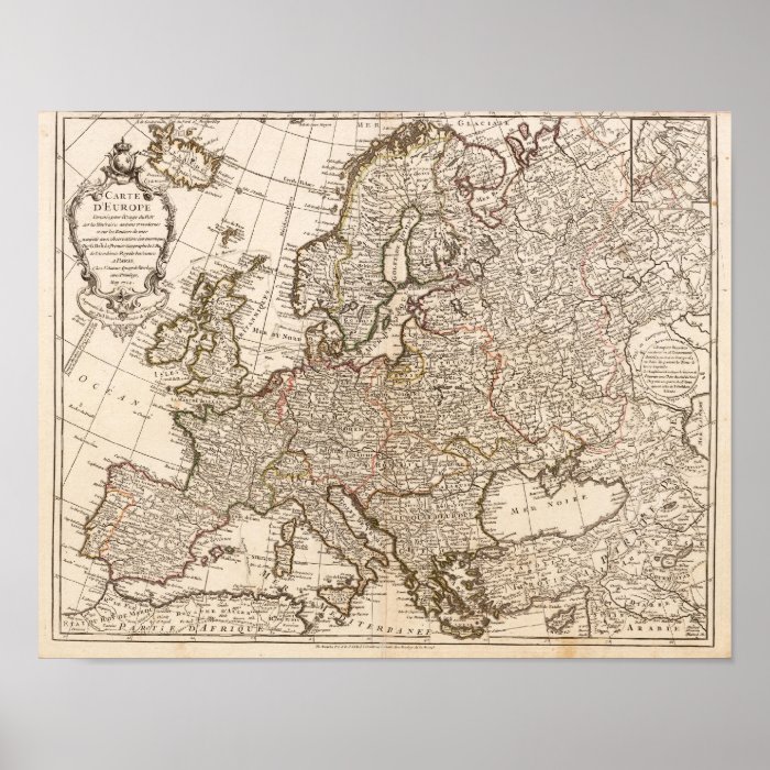 Europe Buache Phillip 1769 Reproduction Posters