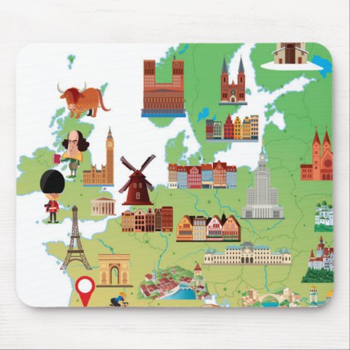 Europe Cartoon Map Mouse Pad