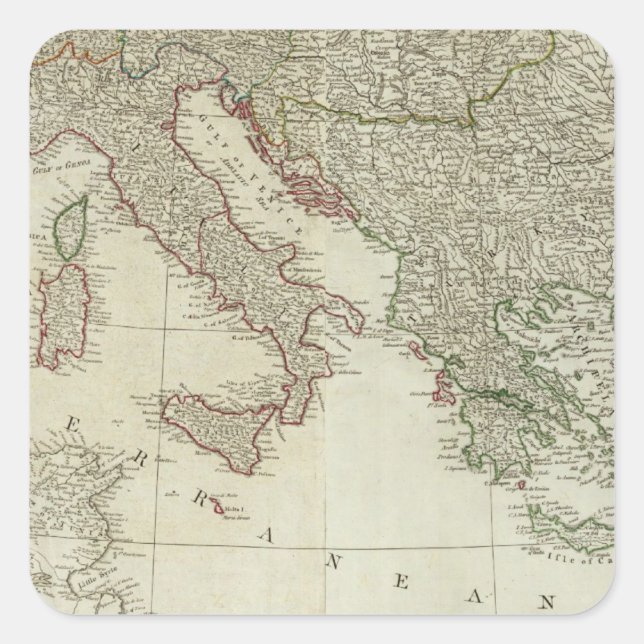 Europe divided into its kingdoms,  empires square sticker (Front)