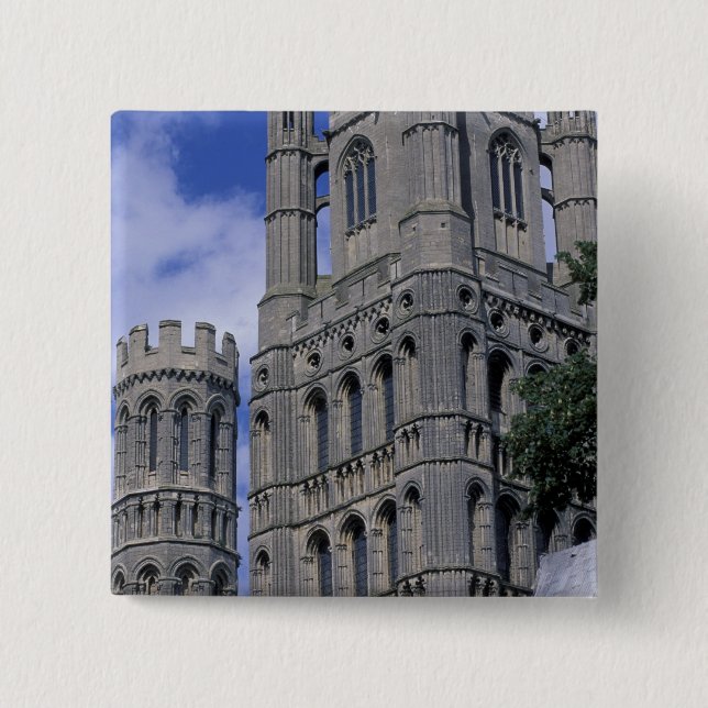 Europe, England, Cambridgeshire, Ely. Ely Pinback Button (Front)