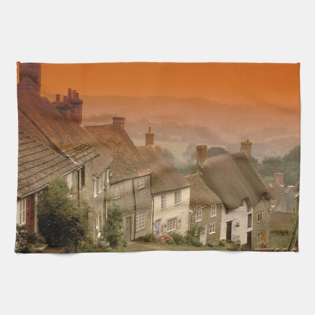 Europe, England, Dorset, Shaftesbury. Gold hill Kitchen Towel (Horizontal)