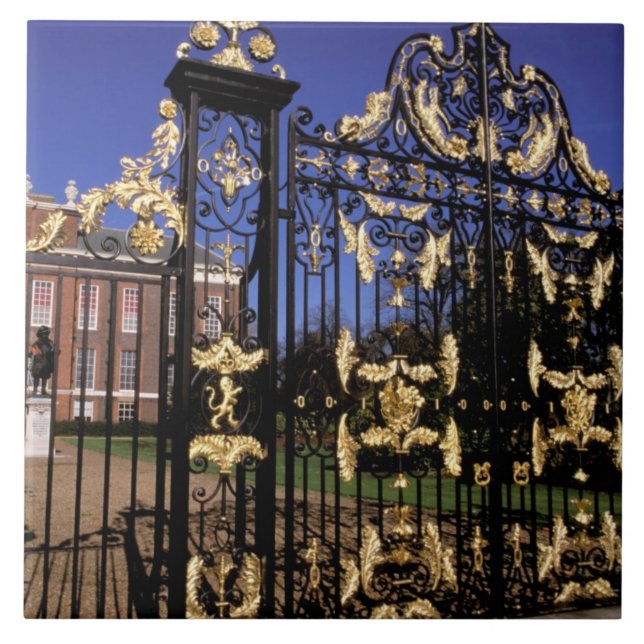 Europe, England, London. Gilded gate outside of 2 Ceramic Tile (Front)