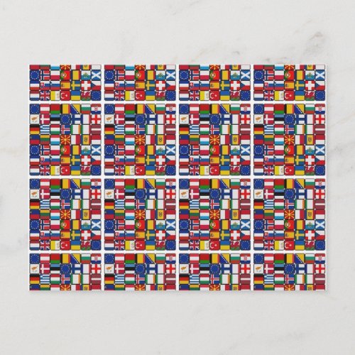 Europe flags postcard
