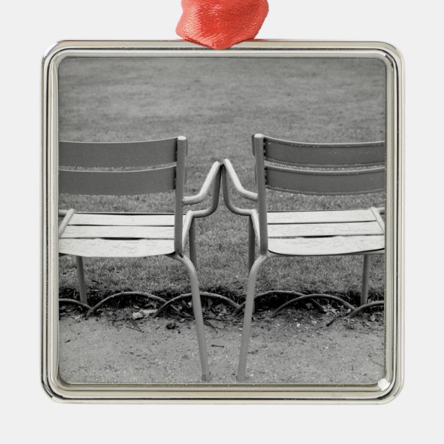 Europe, France, Paris. Chairs, Jardin du 2 Metal Ornament (Front)