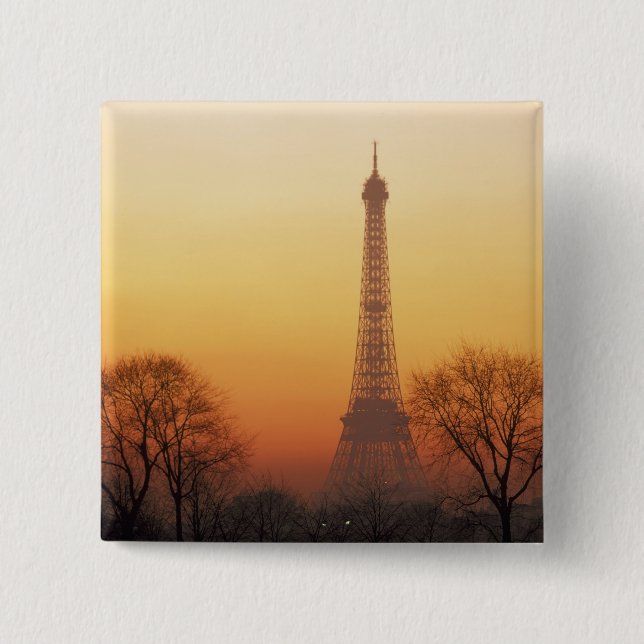 Europe, France, Paris. Eiffel Tower (Medium Pinback Button (Front)