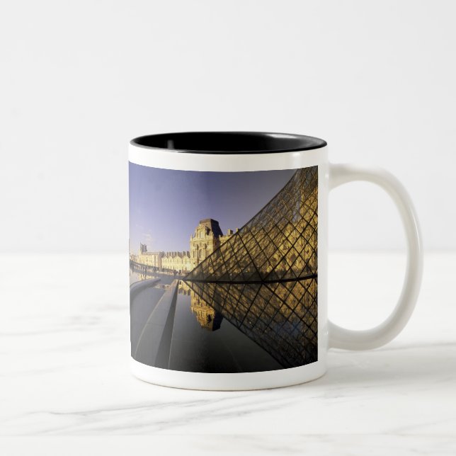 Europe, France, Paris. Le Louvre and glass Two-Tone Coffee Mug (Right)