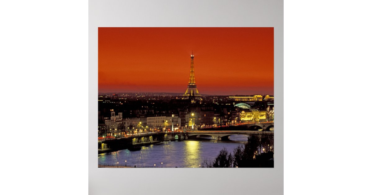 Europe, France, Paris. Sunset view of Eiffel Poster | Zazzle