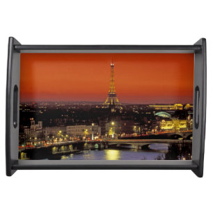 Europe, France, Paris. Sunset view of Eiffel Serving Tray