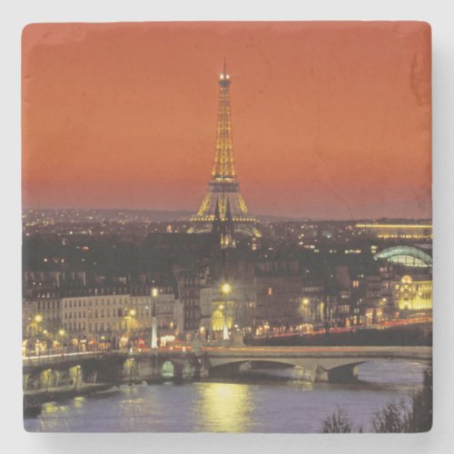 Europe France Paris Sunset view of Eiffel Stone Coaster