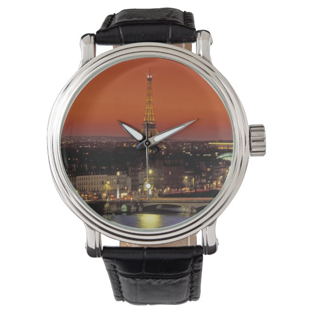 Europe, France, Paris. Sunset view of Eiffel Watch (Front)