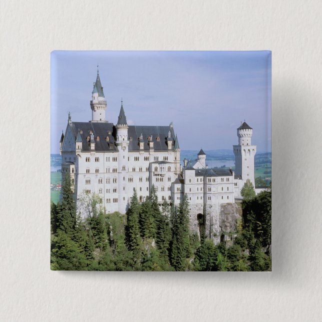 Europe, Germany, Neuschwanstein Castle, built Button (Front)
