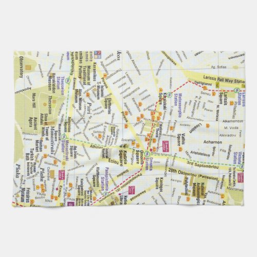 Europe Greece Athens city map kitchen towel