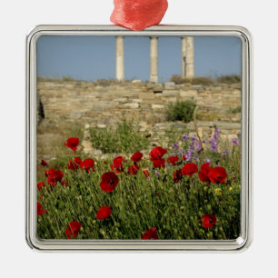 Europe, Greece, Cyclades, Delos. Column ruins. 2 Metal Ornament