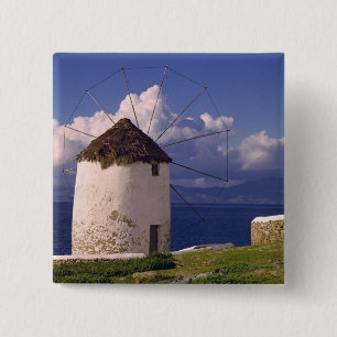 Europe, Greece, Mykonos. A striking white Pinback Button
