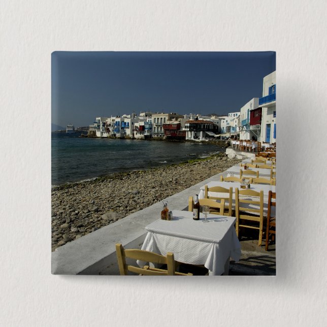 Europe, Greece, Mykonos. Views of the seaside Pinback Button (Front)