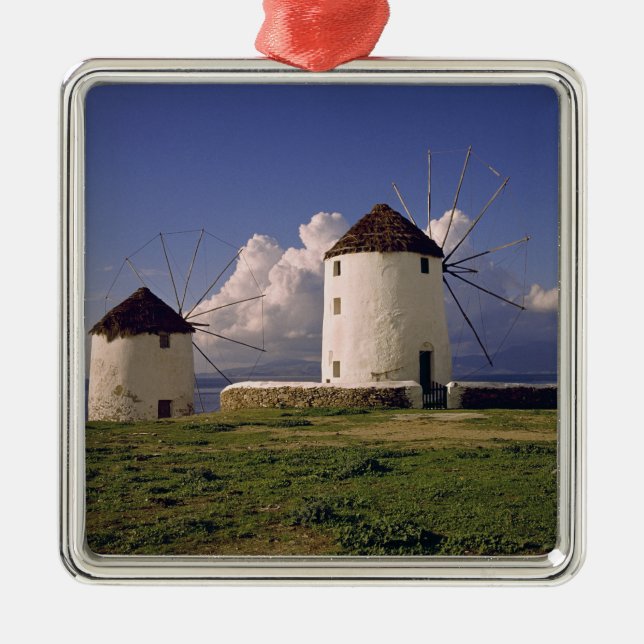 Europe, Greece, Mykonos. White-washed Metal Ornament (Front)