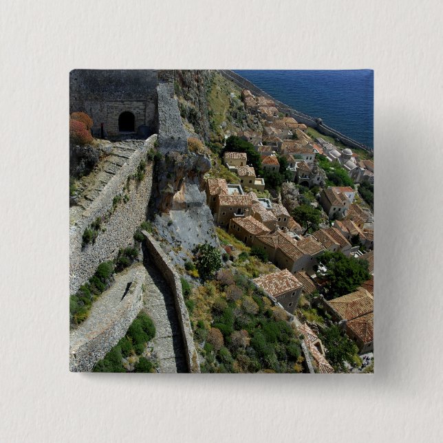 Europe, Greece, Peloponnese, Monemvasia Pinback Button (Front)