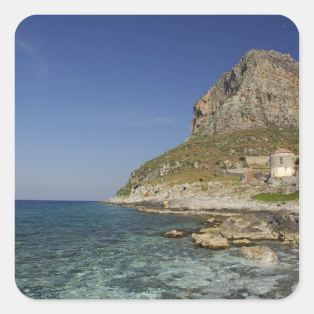 Europe, Greece, Peloponnese, Monemvasia. The Square Sticker (Front)