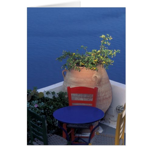 Europe Greece Santorini Terrace with sea view