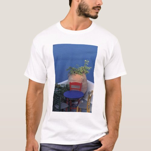 Europe Greece Santorini Terrace with sea view T_Shirt