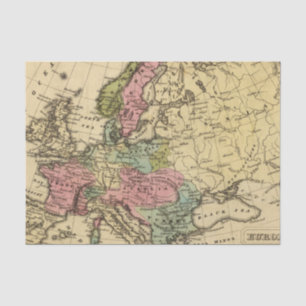 Europe Hand Colored Atlas Map 2 Tissue Paper