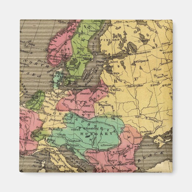 Europe Hand Colored Atlas Map Magnet (Front)