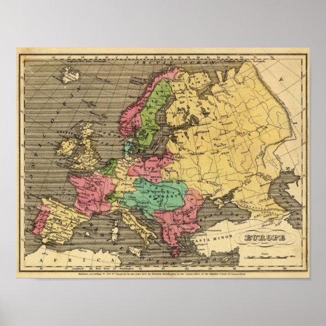 Europe Hand Colored Atlas Map Poster (Front)